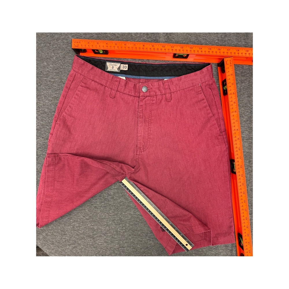 Volcom Surf Stripe Vibrant Chino Cotton Shorts Casual Everyday Red Size 33 - Picture 5 of 12